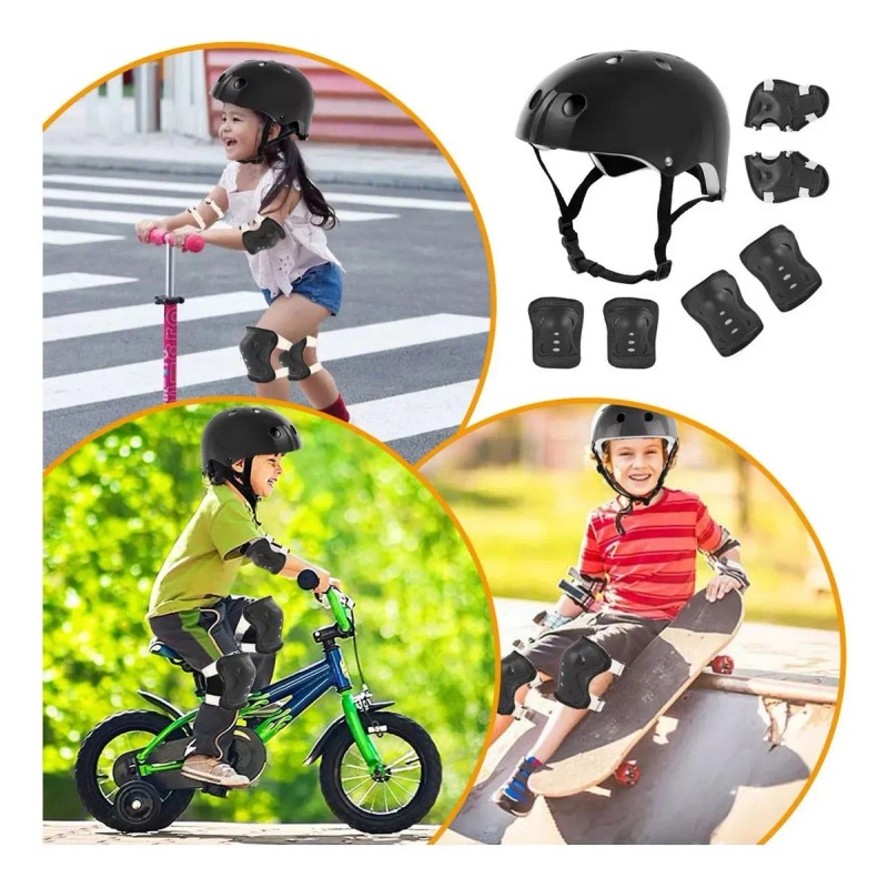 7pzas Kit De Proteccion Rodilla Codo Mano Patinaje Para Niño