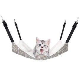 YFFSFDC Cat Hammock Cat Hammock Cat for Chairs, Cages, Large, Load Capacity 12.4 lbs (6 kg), Size Adjustable, 18.9 x 15.0 inches (48 x 38 cm), Pet Playground, Breathable, Metal Fittings, Durable, For