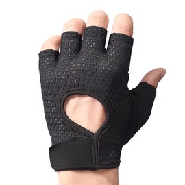 AXELENS Gym Gloves for Men and Women, Cycling, Bike, Yoga, Summer Fitness and Gymnastics Half Finger Without Finger Unisex Anti-Slip Breathable and Light - BLACK L