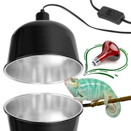 Eckpo 2 Pack Reptile Dome Lamp Cover Light Shade, 8.5 Inch Deep Reptile Dome Light Fixture, Aluminum for Reptile Terrarium with Ceramic Socket and Individual Switch (Bulbs not Included)
