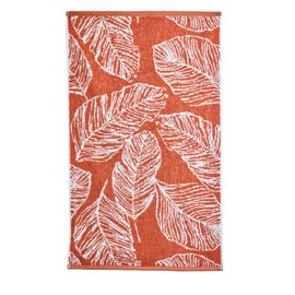 Fusion - Terracotta Leaf Bath Towel (70 x 130cm) - 100% Cotton - Super Soft - Tropical Palm Leaves Towel - Orange & White Bath Towel/Bath Sheet - Terracotta Bathroom Accessory - Matteo Collection