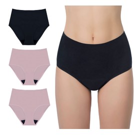 AIRCUTE Washable Urinary Incontinence Underwear for Women Absorbent Seamless High Waist Leak Protective Panty 3 Pack (Black-Blush-Blush, 2X-Large)