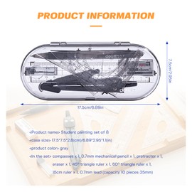 Bailinks Compass and Protractor Set,8 Pcs Math Geometry Kit Set School Learning Tool Including Ruler, Protractor, Compass, Pencil Lead, Mechanical Pencil, Eraser for Student Maths and Engineering