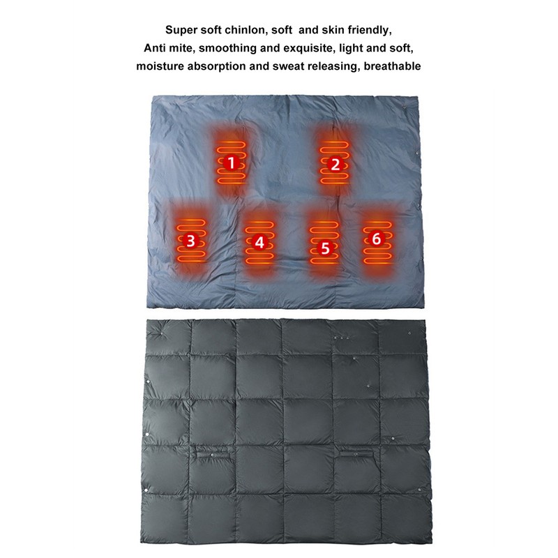USB Heated Blanket Dark Grey 3 Temp Modes 52x43in Soft