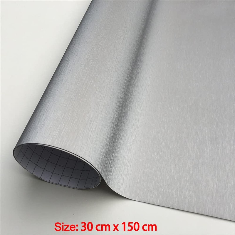 NewL Brushed Stainless Steel Silver Vinyl Film 30cm x 150cm