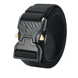 BELTER Mens Elasticated Belt Quick Release Tactical Belt, Stretch Belts Military Work Web Hiking Belt 1.5 inch Wide