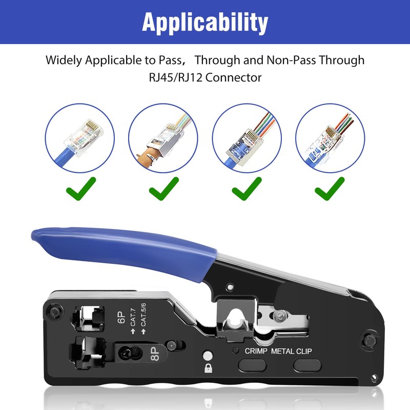 RJ45 Crimping Pliers Network Connector Set with 10 x Cat