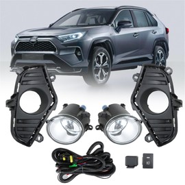 labwork Fog Lights Assembly Replacement for 2019 2020 2021 Toyota Rav4 with Bulbs Switch Wiring Kit