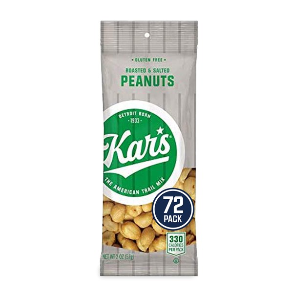 Kar’s Nuts Roasted & Salted Peanut Snacks, 2 oz Individual Snack Packs - Bulk Pack of 72, Gluten-Free Snacks