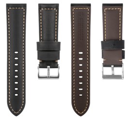 TStrap Watch Strap 20 mm Leather for Men - Black Leather Strap Watch Replacement - Vintage Soft Genuine Leather Watch Strap Replacement Strap Watch - Leather Watch Strap Band for Men - 20 mm 22 mm 24
