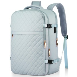 MOMUVO Large Travel Backpack Women, Flight Approved Carry On Backpack, Water Resistant Anti-Theft Large Casual Daypack Fit 17 Inch Laptop with USB Charging Port, Blue