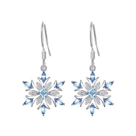 SEniutarm Earrings for Women Mom Women Faux Sapphire Inlaid Snowflake Dangle Hook Earrings Wedding Jewelry Gift Statement Jewelry, Copper, kyed0228
