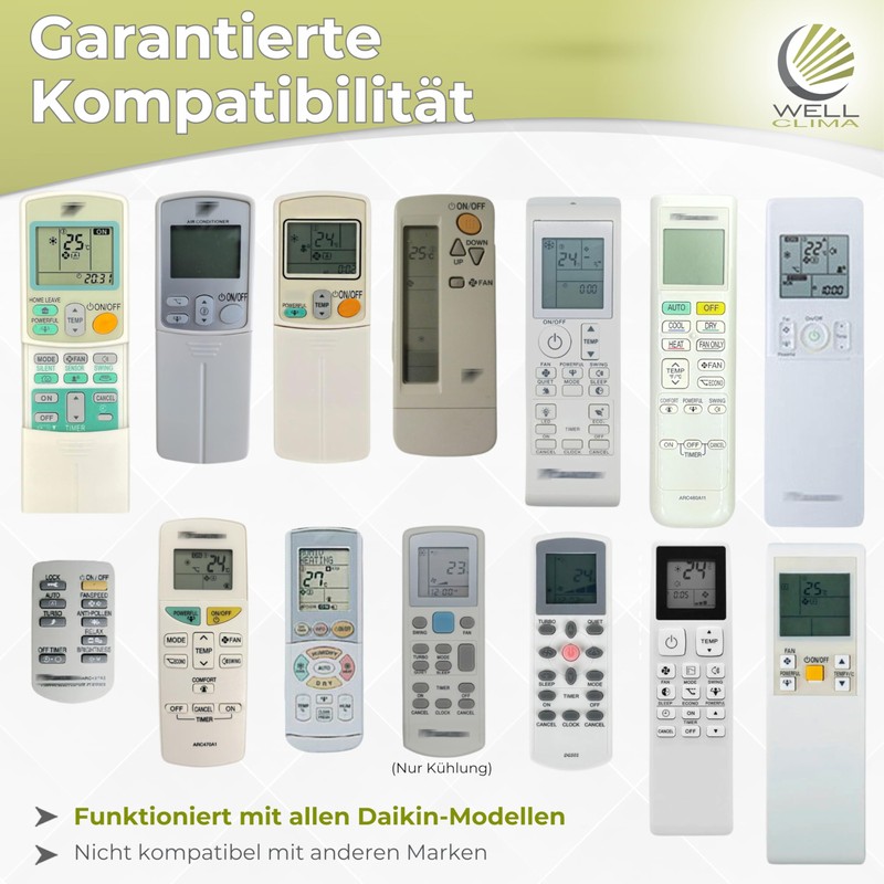 Wellclima Universal Remote Control Compatible with Daikin Air Conditioners, Works