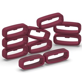 FanTEK 10pcs Watch Strap Holder Loop, 20mm Silicone Watch Band Keeper Retainer Fastener Ring Parts for Smart Watch Band Wristband Replacement, Dark Red
