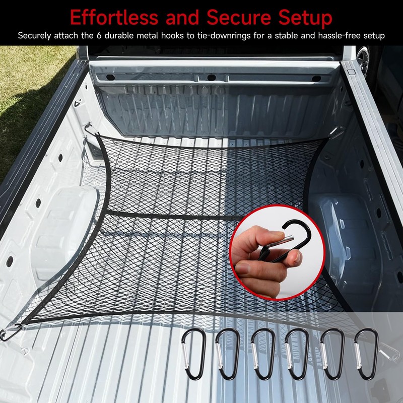 Ezfilet Highly Elastic Cargo Net - Double Layer Truck Bed