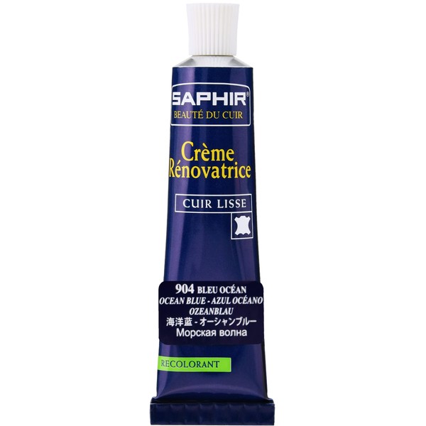 Saphir Renovating Color Repair Cream Tube, 0.8 fl oz (25 ml), Shoe Bag, Jacket, Sofa, Fade, Leather Coloring Paint, 904 ocean blue