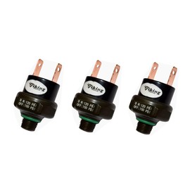 3-Units-Lot, Air-Pressure-Switches Rated 120/150-PSI with 1/8" Male Thread, for 12V/24V Train-Air-Horns, Air-Compressor, Air-Pressure System, On-Board-Air-System, Air-Bags-Suspension, and Much More