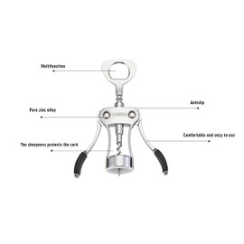 shengshi Wine Opener Zinc Alloy Premium Wing Corkscrew Wine Bottle Opener With Multifunctional Bottles Opener