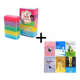 Maluk Beauty Jabón Aclarante Tailandés + 7 Mascarillas Faciales Tela