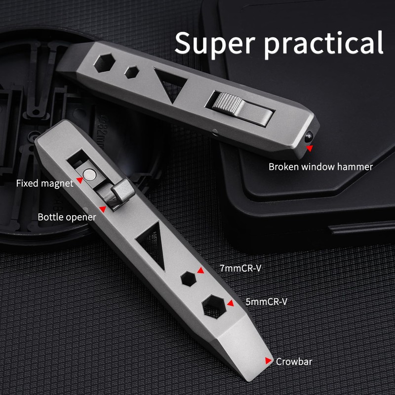 ainhue A385 Compact 3.85 inches TC4 Titanium Pry Bar Multi-Tool