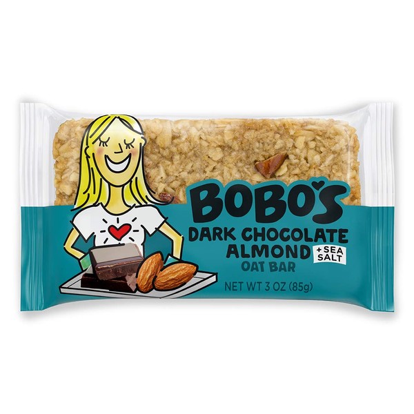 Bobo's Oat Bars (Dark Chocolate Almond Sea Salt, 12 Pack of 3 oz Bars) Gluten Free Whole Grain Rolled Oat Bars - Great Tasting Vegan On-The-Go Oatmeal Snack, Made in the USA