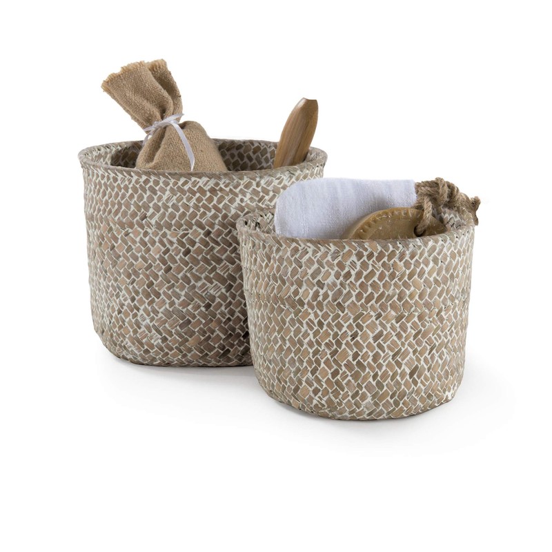 Compactor Mika Basket, Set of 2, White/Beige