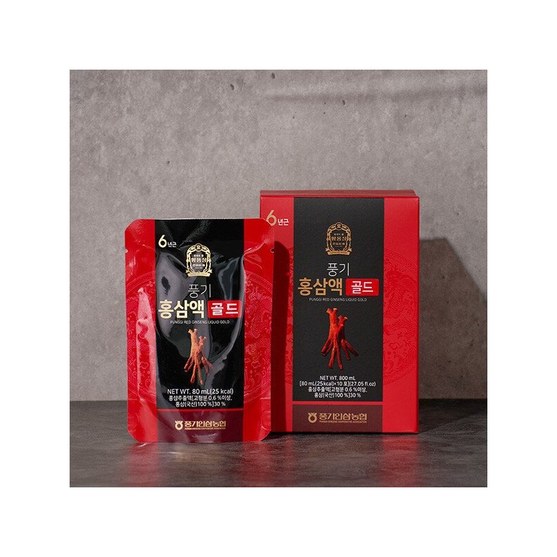 Hwangpunjeong 풍기인삼농협 풍기 홍삼액골드 80ml x 60포 Punggi Ginseng Agricultural