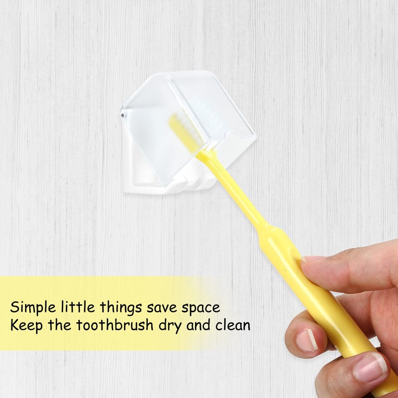 4 PCS Toothbrush Holder Wall Mounted with Cover for Bathroom,