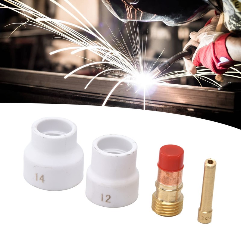 LiebeWH 4pcs TIG Gas Lens Kit White Ceramic Nozzle Short