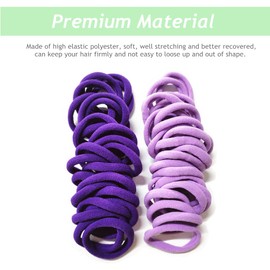 Morices 50 Pcs Gradient Purple Hair Ties for Women, No Metal Elastic Ponytail Holders for Girls, No Damage Seamless Stretch Hair Bands Hair Accessories for Thick Heavy and Curly Hairs