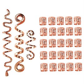28 Pieces Hair Beads Spiral Coils Dreadlock Beads Braids Rings Clips Metal Cuffs Loc Hair Jewelry Hair Wraps Accessory Snake Hair Clips for Women and 