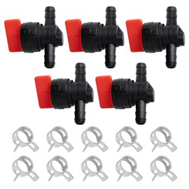 Fuel Shut Off Valve for Mower - 1/4" Fuel Cut Off Valve for Riding Lawn Mower Garden Tractor Pressure Washer Snowblower, Inline Fuel Gas Shut Off Valve Switches Tap for Small Engines, 5 Packs