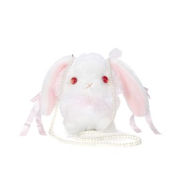 Harugio Women's Shoulder Bag, Pochette, Rabbit, Yumekawa, Sickness Mikawa, Plush Toy, Lolita, Mine Type, Mass Production, Mass Production, Mine, Girly, Goth Loli, Mengera Plush Bag, Pink