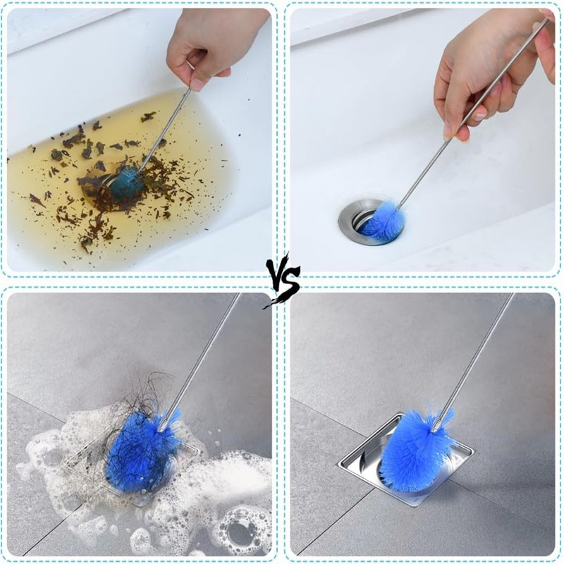 Premium 3-Piece Drain Brush Set Flexible Long Stainless Steel Tube
