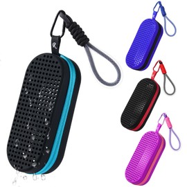 Uarekididol Swimming Goggles Case, Breathable Glasses Case with Drainage Holes for Swimming, black-blue