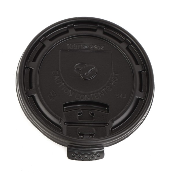 [750 Pack] Black Flat Tear Back Lids for Hot Cup, Coffee Cup, Paper Cup - Universal Size Fits 10,12,16,20oz Disposable Cups - Black Coffee Cup Lids Standard 90mm