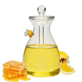 MuginoHo Honey Jar with Dipper and Lid Glass Honey Pot Container Dispenser for Home Kitchen Store Honey and Syrup, Unique Beehive Shape Honeypot (17 * 9cm)