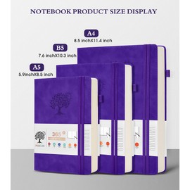 PERCUN A4 Lined Journal Notebook，365 Page Large Leather Journals for Writing Women Men，Hardcover Notebook with 100Gsm Thick Pages for Travel，Work，School，College Ruled, Daily Diary (8.5" x 11.4")