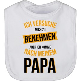 Shirtracer - Baby Bib - Sayings - Ich versuche mich zu benehmen aber ich komme nach meinem Papa - Black/Orange, 2 White