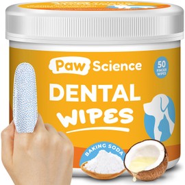 Paw Science Dog & Cat Teeth Cleaning Wipes - Dental Finger Wipes for Cats & Dogs - Pet Toothbrush & Tooth Brushing Kit - Effective Teeth Cleaner (Unscented)