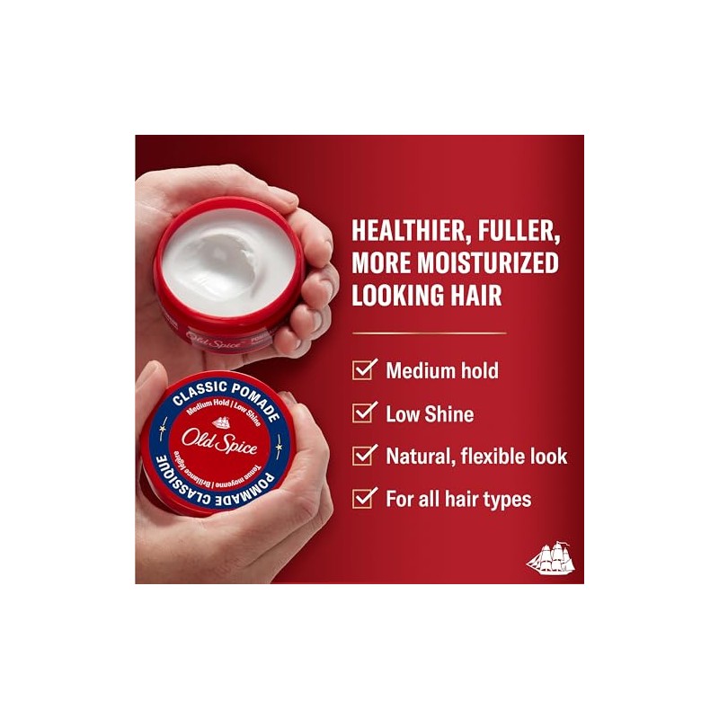 Old Spice Hair Styling Pomade for Men, Medium Hold No