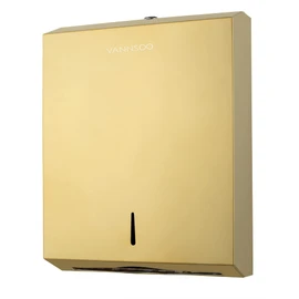 VANNSOO Paper Towel Dispenser, Commercial Stainless Steel Tri-fold/Multi-fold/C-Fold Paper Towel Holder Wall Mount Key (Gold)