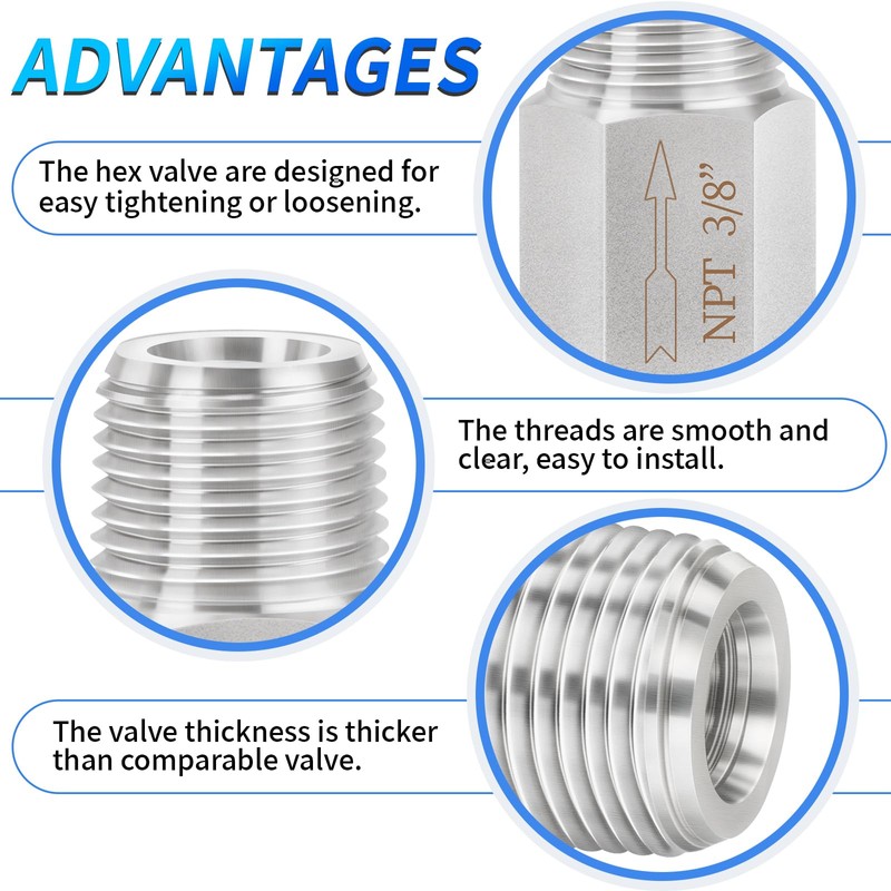ChillWaves 304 Stainless Steel In-Line Siamese Check Valve 1/2" NPT