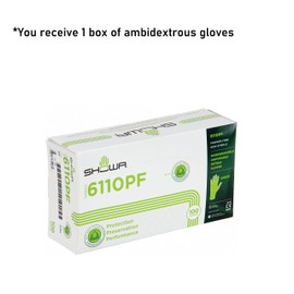 SHOWA 6110PF Biodegradable Nitrile Powder-Free Disposable Safety Glove, Food Safe, 4 Mil Thick, 9.5" Length, Medium (1 Box Of 100) Green