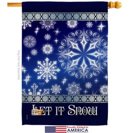 Breeze Decor Winter Wonderland Let It Snow Dream House Flag Snowflake Snowman Ice Skate Season Wintertime Small Decorative Gift Yard Banner Made in USA 28 X 40