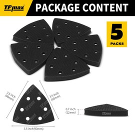 5 Pack 90 mm Triangle Sanding Interface Pads, Hook and Loop - Triangular Soft Density Sponge Cushion Buffer Backing Pads with 6-Hole Foam Interface Pads for Balanced Sanding