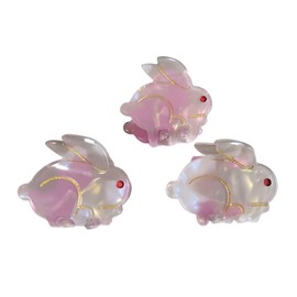 Cute Bunny Hair Clip,Acetate Hair Claw,Small Hair Clips for Women,Pack of 3,Small,Brown