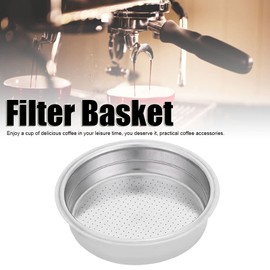 Coffee Filter Basket, 51mm Portafilter Basket Double Layer Stainless Steel Pressurized Espresso Maker Filter Accessories, Silver (single serving)