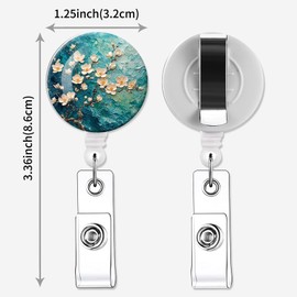 quohet 2 Pack Retractable Badge Holders Cute Badge Reel Badge Clip ID Card Holders for Student Office Worker Doctor Nurse Teacher(Painting Flowers)