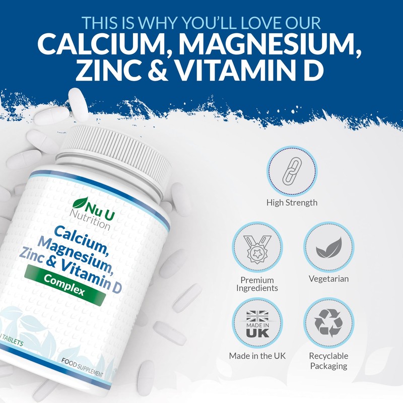 Nu U Nutrition Calcium Magnesium Zinc & Vitamin D Supplement